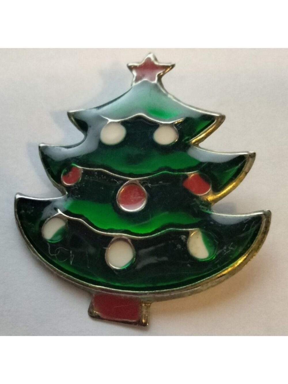Christmas Tree Pin Brooch Holiday Vintage Enamel Jewelry